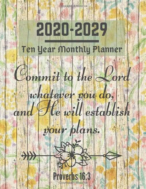 2020-2029 Ten Year Monthly Planner - Christian Bible Verse Book Cover