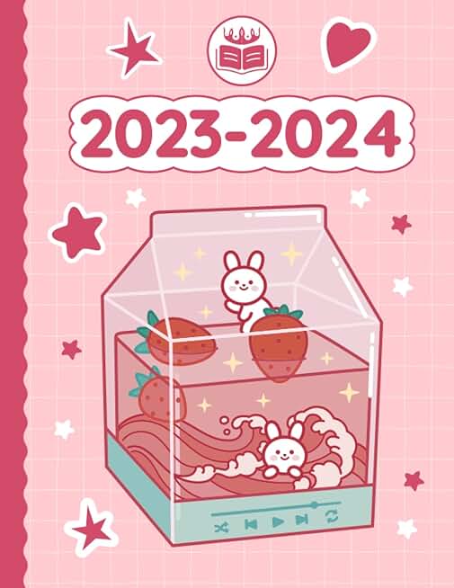 2023 2024 Planner Kawaii Bunny Strawberry Milk Drink Cute