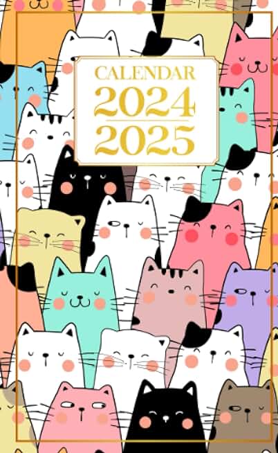 Cute Cats 2024-2025 Small Purse Size Monthly Planner Pocket Size